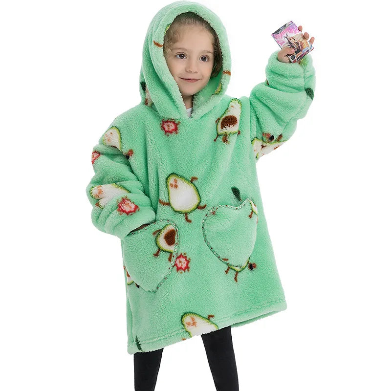 π₯π Kids Oversized Hoodie Blanket β Cute Avocado Print
