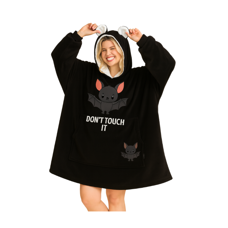 🦇SnuggleBats™ Cozy Hoodie Blanket – “Don’t Touch It” Edition