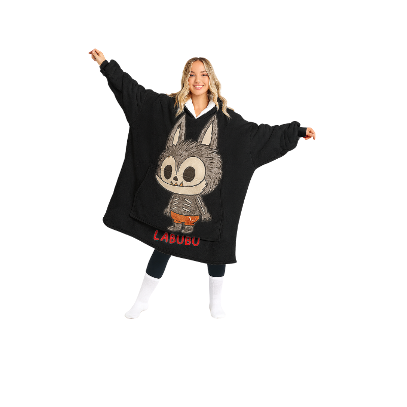 LABUBU™ Oversized Hoodie Blanket – Cozy Cartoon Edition
