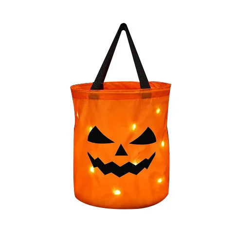 🎃✨ Light-Up Pumpkin Trick-or-Treat Bag – Glow-in-the-Dark Candy Tote
