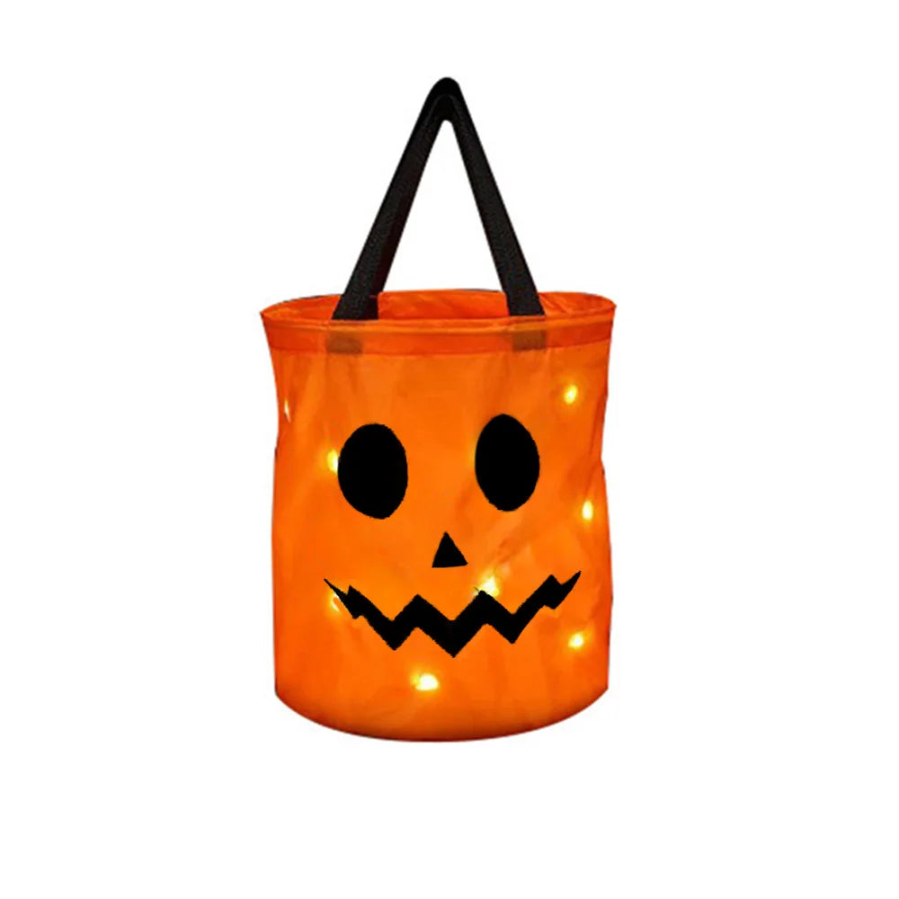 🎃✨ Light-Up Pumpkin Trick-or-Treat Bag – Glow-in-the-Dark Candy Tote
