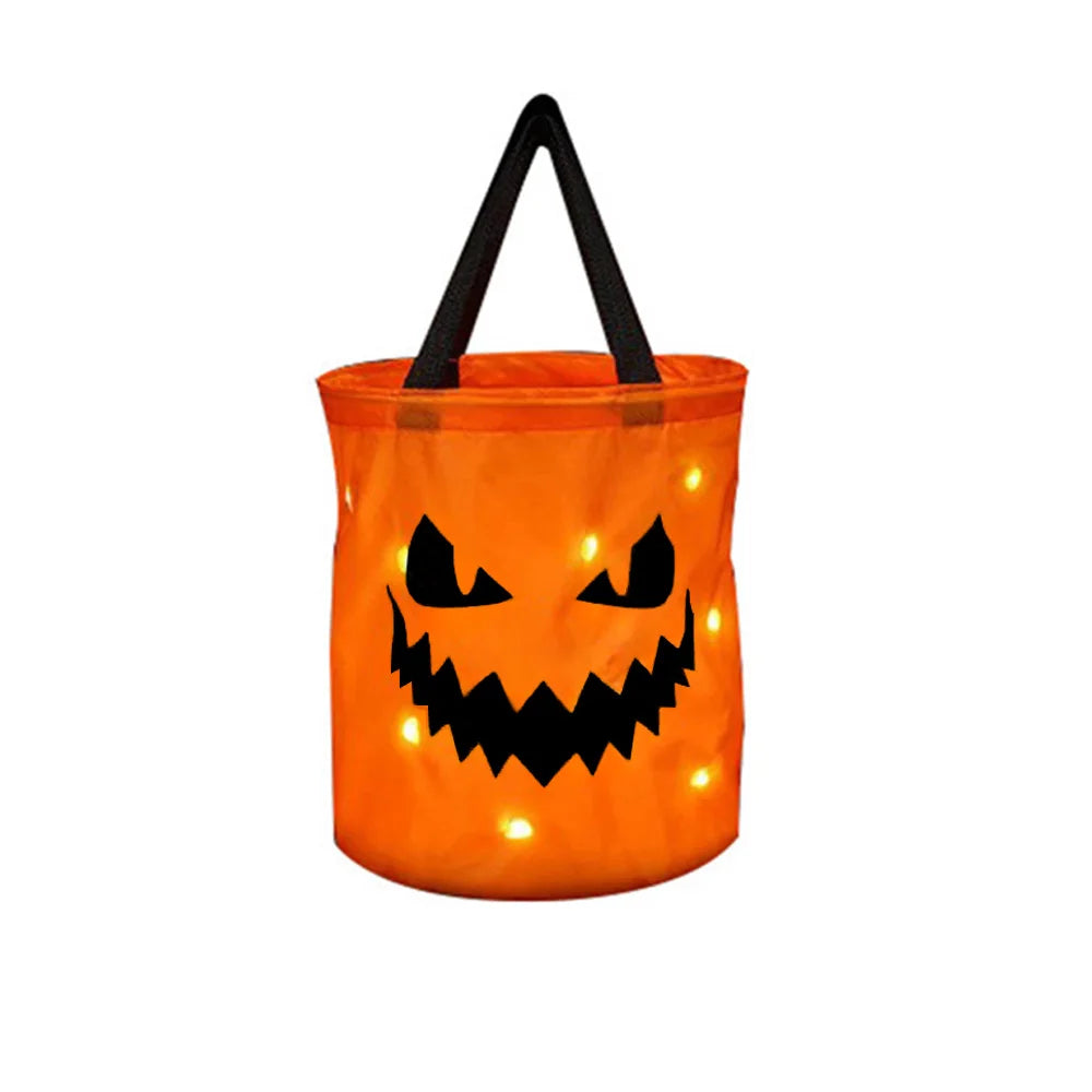 🎃✨ Light-Up Pumpkin Trick-or-Treat Bag – Glow-in-the-Dark Candy Tote