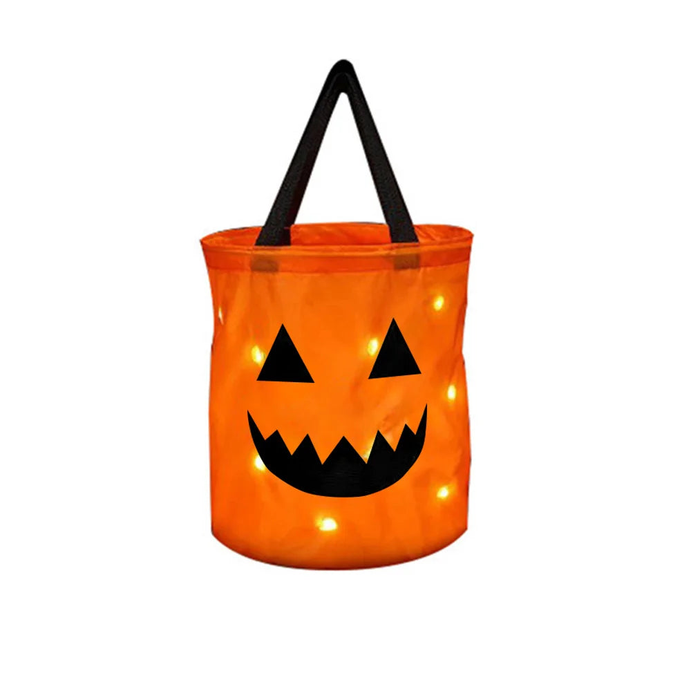 🎃✨ Light-Up Pumpkin Trick-or-Treat Bag – Glow-in-the-Dark Candy Tote