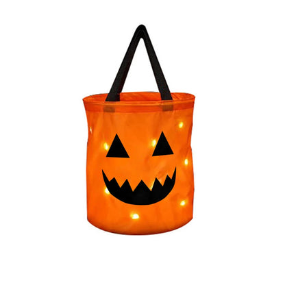 🎃✨ Light-Up Pumpkin Trick-or-Treat Bag – Glow-in-the-Dark Candy Tote