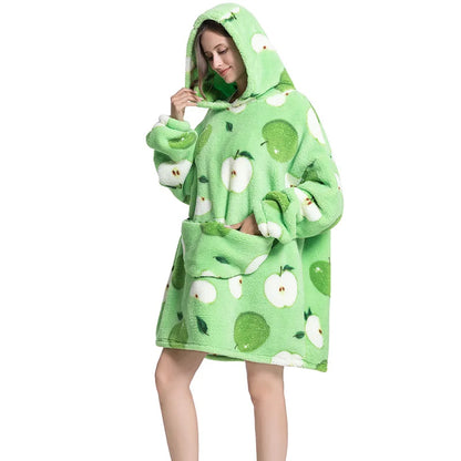 🍏 Cozy Oversized Green Apple Hoodie Blanket