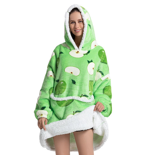 🍏 Cozy Oversized Green Apple Hoodie Blanket