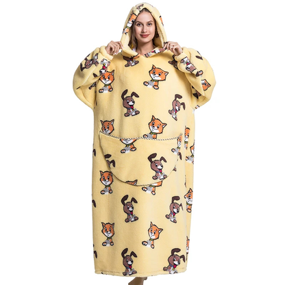 🐾 Cozy Pals Cat & Dog Hoodie Blanket