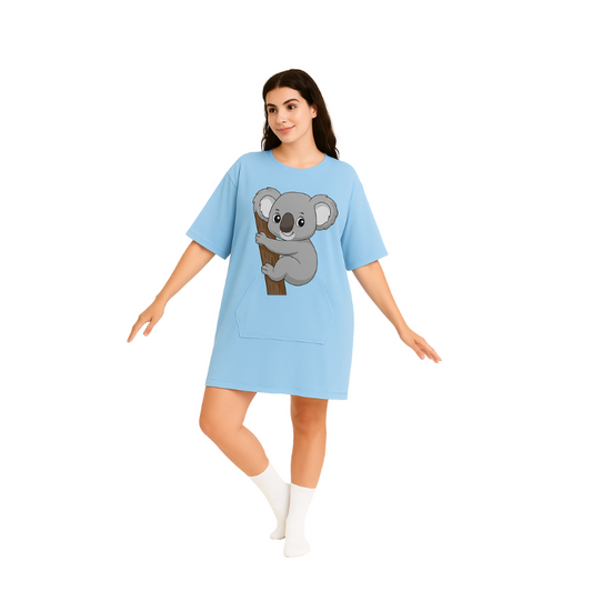 🧸 Cozy Koala Oversized T-Shirt Dress
