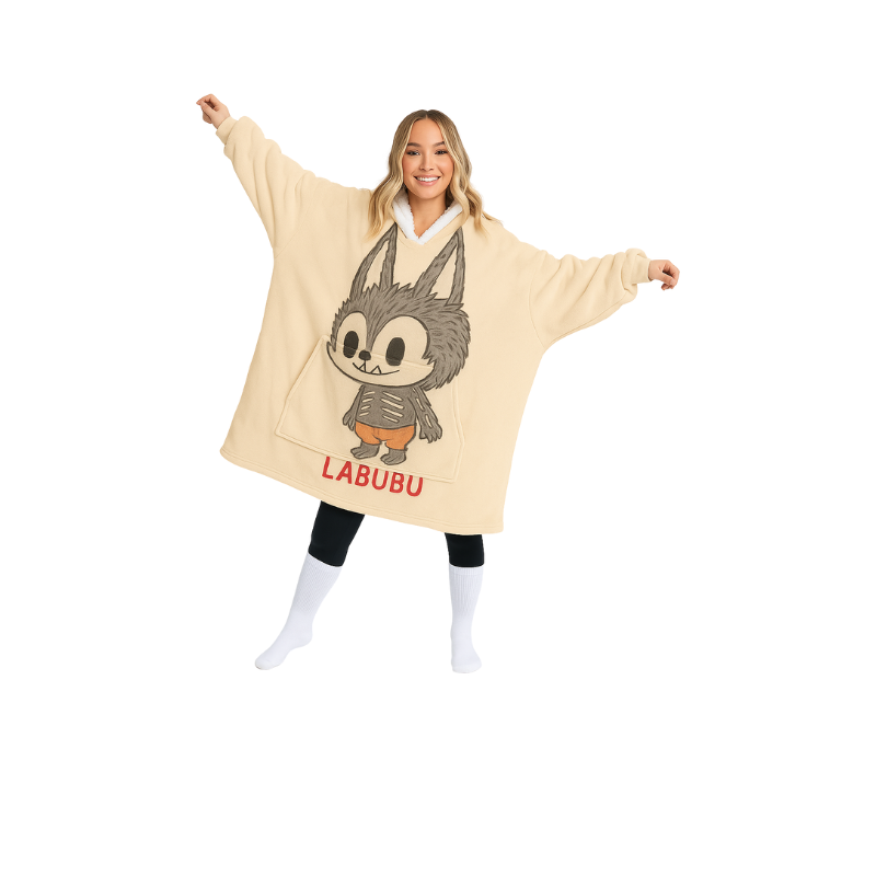 LABUBU™ Oversized Hoodie Blanket – Cozy Cartoon Edition